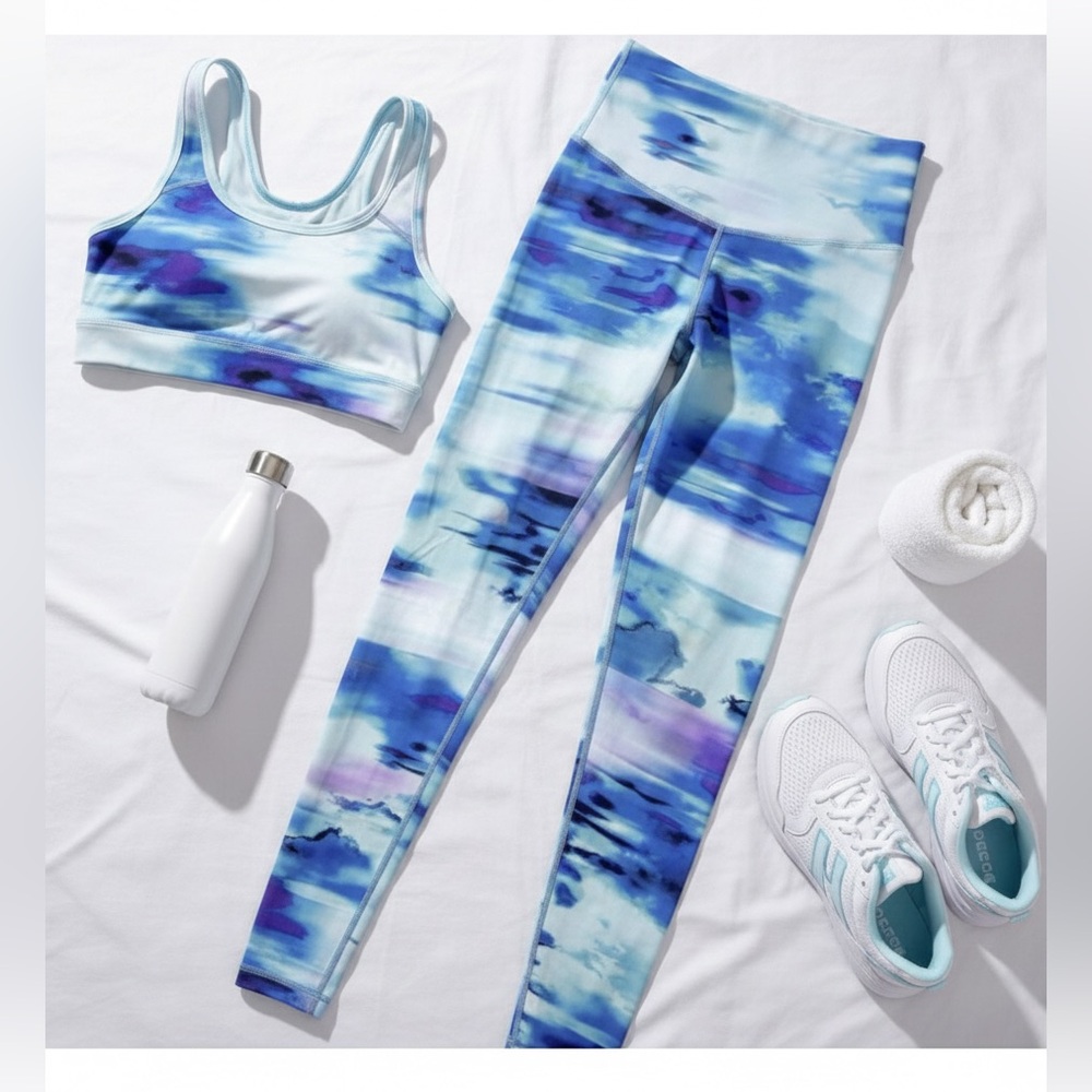Women’s Blue Multicolor Athletic Leggings